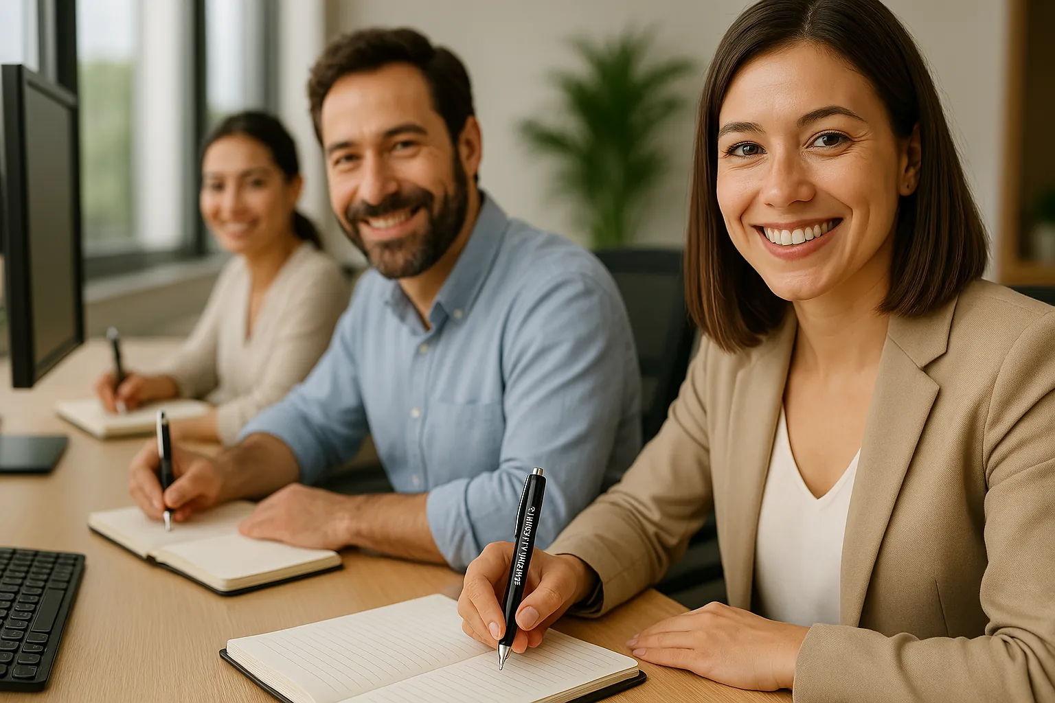 office_people_smiling_customized_pens
